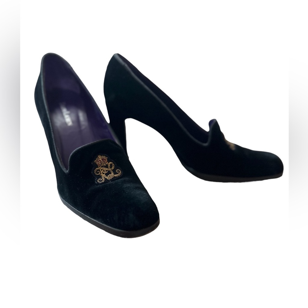 Vintage Ralph Lauren Collection Crest Logo Embroidery Purple label heels size 8 - Picture 6 of 6